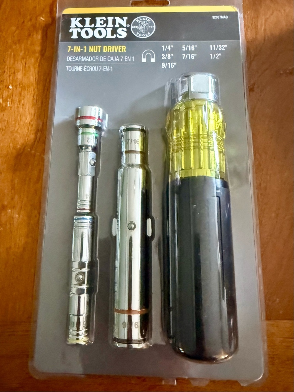 BRAND NEW. 7-in-1 Nut Driver with Yellow/Black Handle